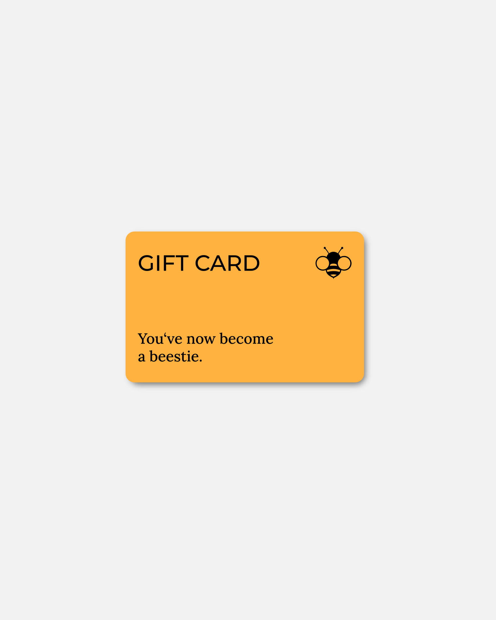 beestie Gift Card gelb mit Bildmarke oben rechts